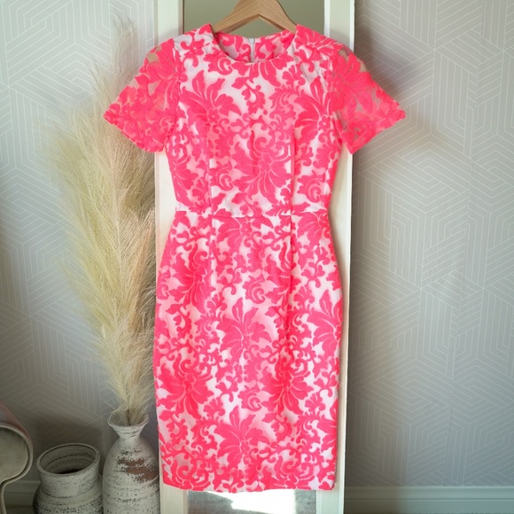 Topshop Dresses & Skirts - Topshop Neon Pink Lace Formal Dress
